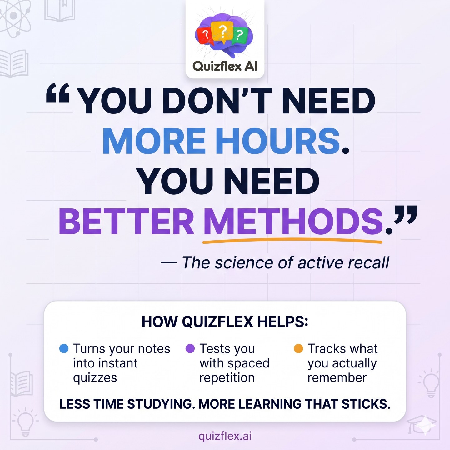 Studying for 5 hours straight doesn't make you a better student. ⏱️
It usually means you'll forget m — infographic slide 1