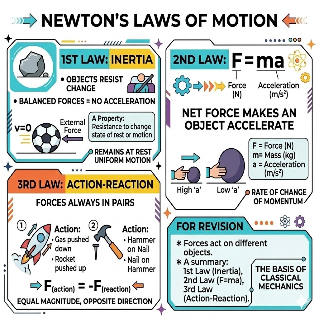 🍎 Newton called it 300+ years ago — and physics still runs on his three rules. Every time you slam  — infographic slide 1